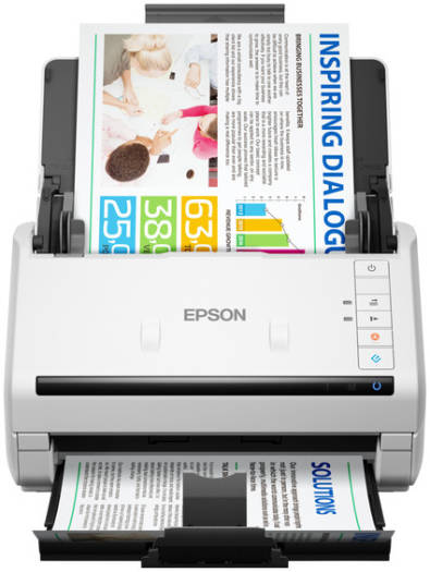 Epson WorkForce DS-530II Scanner, 35 PPM Simplex & 70 IPM Duplex Scan Speed, 600 DPI Resolution, Optical Character Recognition (OCR), ReadyScan LED Technology, White/Black | B11B261401BB
