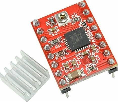 IndustrialMaker A4988 Reprap Stepper Motor Driver Board Stepper Driver Module For Arduino 3D Printer Parts Accessory With Heatsink - Red | DEPD0001