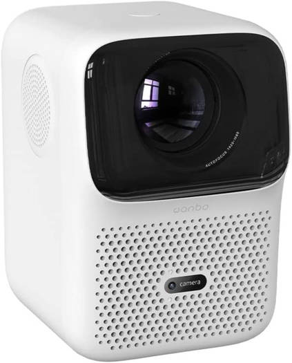 Wanbo T4 Wifi6 Android Projector, LED Support 1080P, 450 ANSI Lumen, 4:3/16:9 Ratio, Up to 200'' Screen Size, USB Connection, Portable Mini Home Theater, 20000h Light, White | T4-WH
