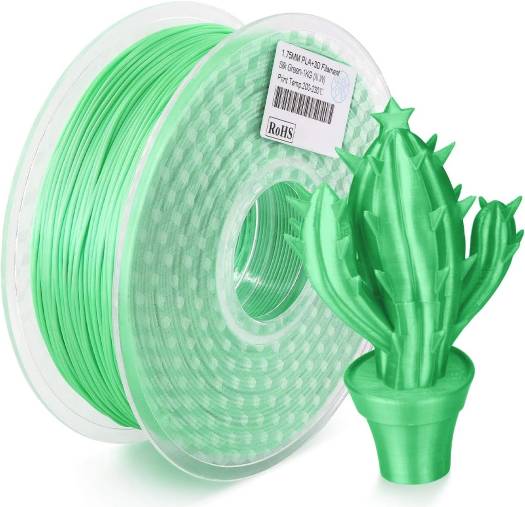 Two Trees PLA Silk Filament, 1.75mm Diameter, +/- 0.02mm Dimensional Accuracy, Tangle Free & No Plugging, High Compatibility, Good Interlayer Adhesion, Silk Green | 1223-GR