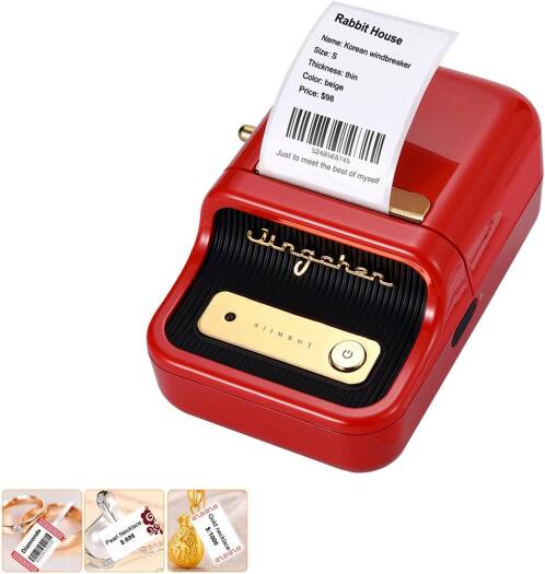 Eacam Sticker Maker Label Printer Portable Wireless BT Thermal Label Maker Sticker Printer with RFID Recognition for Supermarket Clothing Jewelry Retail Store Home Labeling Barcodes Price Printing