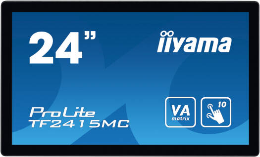 iiyama ProLite TF2415MC-B2 Open Frame Interactive Display, 24" FHD VA LED Display, Projective Capacitive Touch Technology, 10 Touch Points, 16ms (BtB) Response Time, Black | TF2415MC-B2