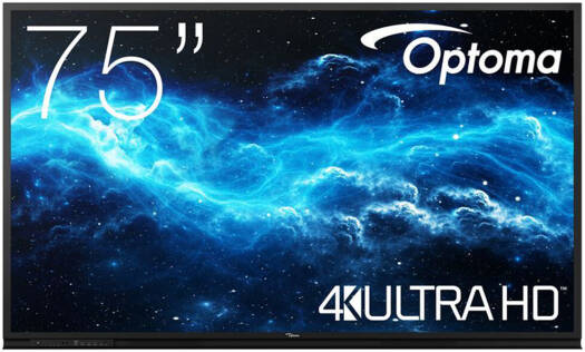 Optoma 3752RK 75" 4K UHD Creative Touch 3 Edu Interactive Display, Up to 20 Points Touch, Pen & Finger Recognition, Free VESA Mount, USB-C, HDMI/VGA/DP, Black | 3752RK