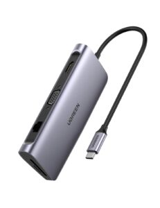 UGREEN USB-C To 2*USB 3.0 A+HDMI+VGA+DP+RJ45 Gigabit +SD/TF+PD Converter (9-in-1