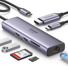 USB C Hub with Gigabit Ethernet 4K@60Hz HDMI, 100W PD Charging,